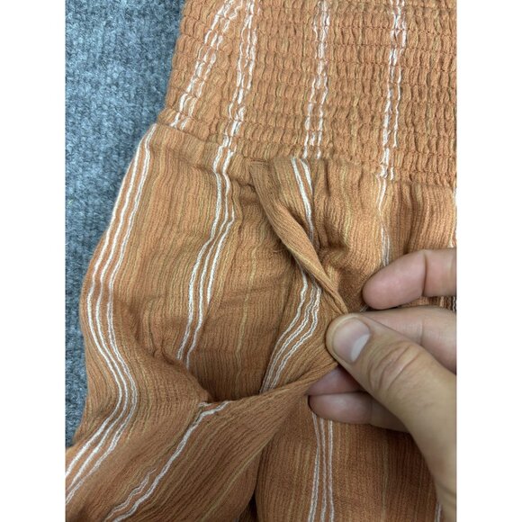 Billabong Pants Womens M Rust Orange Striped Smocked High Waist Wide Leg Boho - Picture 7 of 10